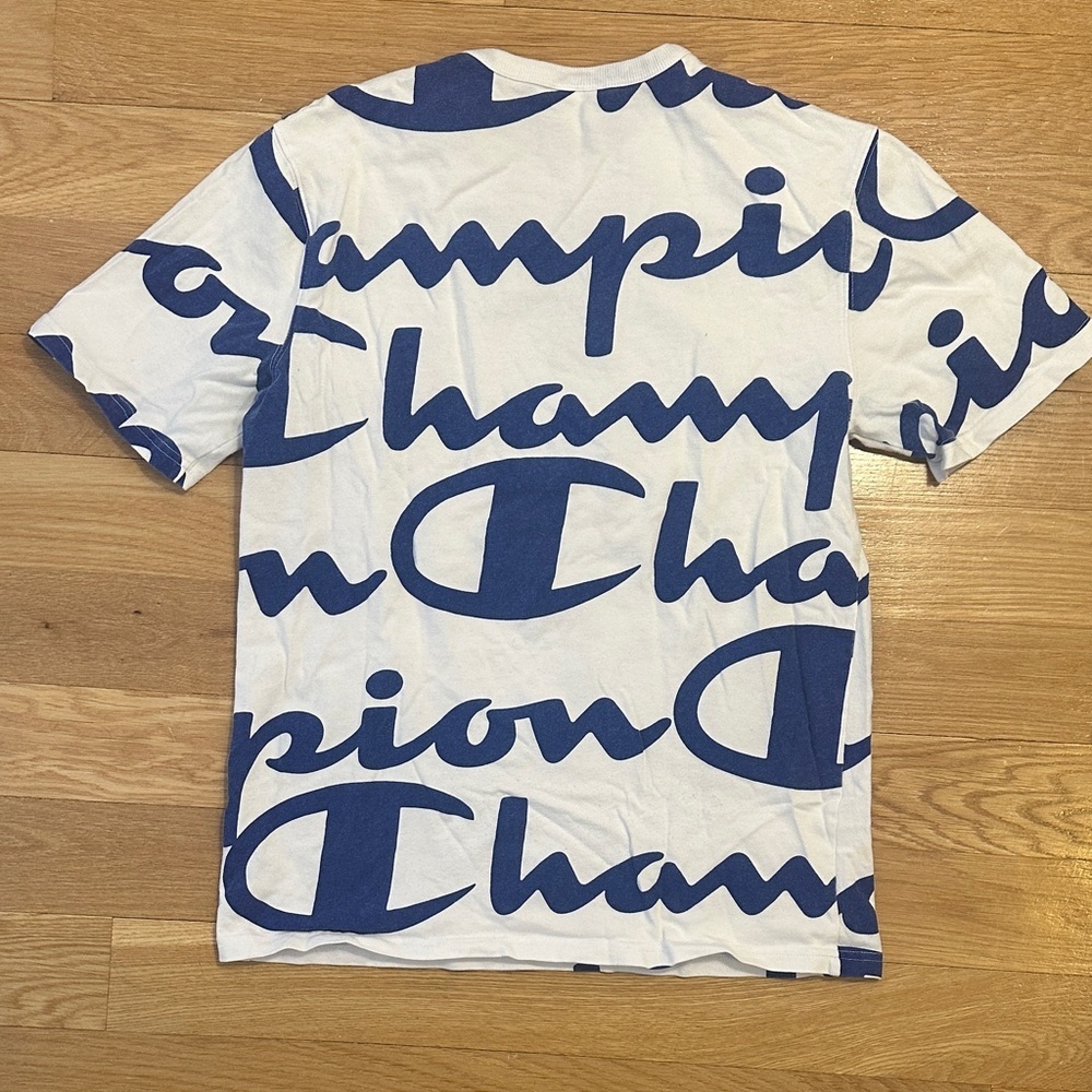 Champion Heritage White Tee with Blue Accents - Medium - Picture 3 of 4